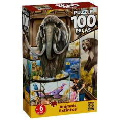 Quebra Cabeça Puzzle 100 Peças Animais Extintos Grow