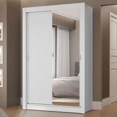 Guarda-Roupa Solteiro 2 Portas de Correr com Espelho 2 Gavetas Branco Vivare Madesa