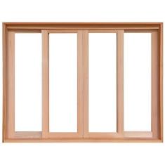 Janela de Madeira Vitro de Correr Panorâmico Reto Padrão Cedro Batente