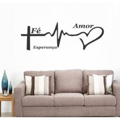 Adesivo Decorativo De Parede Frase Fé, Amor E Esperança