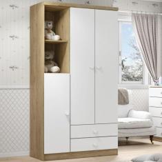 Guarda Roupa 3 Portas 2 Gavetas 2 Nichos Bala de Menta Cor Flex Henn R