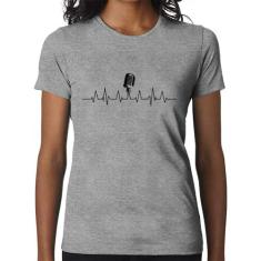 Baby Look Microfone Batimentos Cardíacos - Foca na Moda, Cinza, G