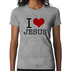 Baby Look I Love Jesus - Foca na Moda, Cinza, M