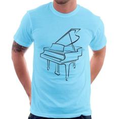 Camiseta Piano - Foca na Moda, Azul bebê, M