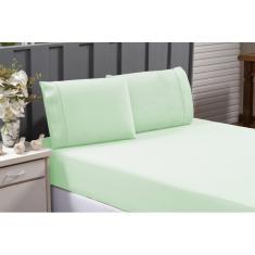 Lençol De Elástico E Fronha Cama Queen 100% Algodão Verde