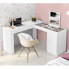 Escrivaninha com Penteadeira De Canto Star Branca