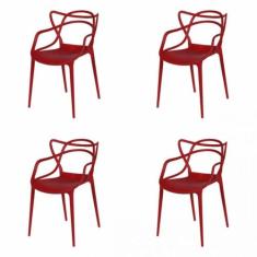 Kit com 4 Cadeiras para Sala de de Jantar Solna Vermelho - OR Design