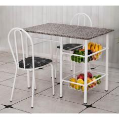 Conjunto de Mesa com 2 Cadeiras Alice Preto Flor