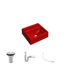 Kit Cuba Q32 C/Válvula 1'' (2,6cm) + Sifão Pvc + Flexível Vermelho