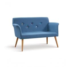 Sofá Chaplin 2 Lugares Linho  - Daf Mobiliário Cor Azul Jeans