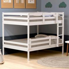 Beliche Casal Casal Dreams com Grade de Proteção Madeira Maciça Branco Megamobilia