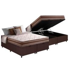 Cama Box Baú King: Colchão Molas Anjos Duo SonoBase Courano Brown(193x203)