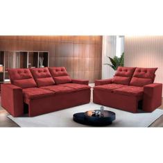 Conjunto de Sofá 3 e 2 Lugares Retrátil e Reclinável 2,00x1,50m Cama i