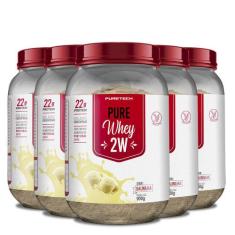 Kit 5x Whey Protein 2W 900g - Puretech, P, BAUNILHA