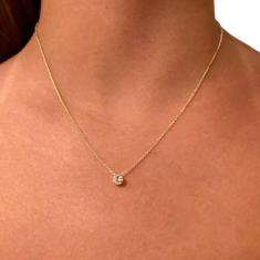 Cordão de Ouro 18k Bailarina 45cm com Pingente Ponto de Luz 5mm Corren