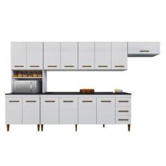 Cozinha Modulada Atenas 14 Portas 3 Gavetas Kaiki Móveis Branco