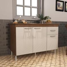 Balcão para Pia 120cm Indekes sem Tampo 6115.491, Noce/Off