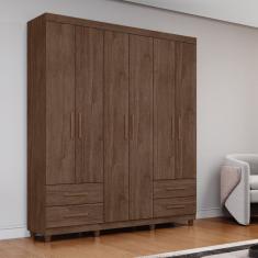 Guarda Roupa Casal 6 Portas 4 Gavetas Califórnia Cacau