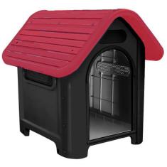 Casa Casinha de Cachorro n.3 MECPET Média Vermelha Base Preto