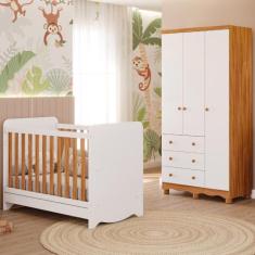 Quarto Bebê Completo Berço Americano Ben 3 em 1 Guarda Roupas 3 Portas
