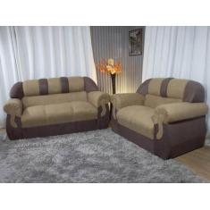 Sofá 2 e 3 Lugares Bege com Marrom 607/603 Corsa - Alpoim