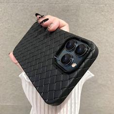 Estojo fino e macio com padrão de tecido respirável para iPhone 14 13 12 mini 11 Pro Max X XR XS Max 7 8 Plus SE 2 3 Grid Capa traseira sólida, preto, para iPhone XS