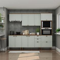 Cozinha Completa Americana 5 Peças com Portas 4 Gavetas Verde Mint/ébano Fosco