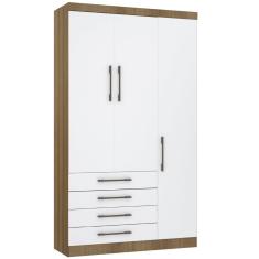 Guarda Roupa Modulado 132cm 3 Portas e 4 Gavetas Paris Luciane Móveis