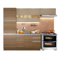 Cozinha Completa Madesa Glamy 260001 com Armário e Balcão (sem Tampo e Pia) - Rustic/crema