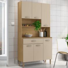 Cozinha Compacta 6 Portas 1 Gaveta Apolo Kits Parana - Freijó/Vanila