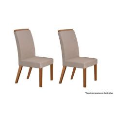 Cadeira Sala de Jantar Lunara Madeira Kit 2 Un Capuccino/Veludo Creme - Rufato