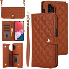 Capa carteira para Samsung Galaxy A13 4G/5G com suporte para cartão, capa flip de couro com bloqueio RFID, fecho magnético, suporte, à prova de choque, capa protetora de pulso transversal para Samsung