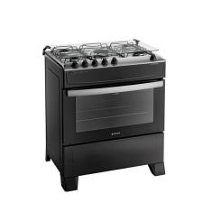 Fog o 5 Bocas Preto Com Mesa Inox Atlas Atenas Bivolt