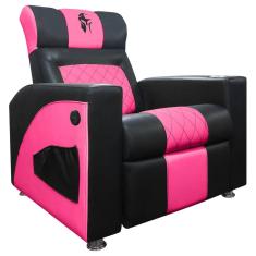 Cadeira Gamer Sparta com Encosto Reclinável e Carregador USB Corino Preto/Rosa SOFA STORE