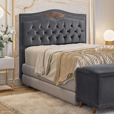 Cabeceira Holanda 1,95 para Cama Box King Size - Veludo - Speciale Hom