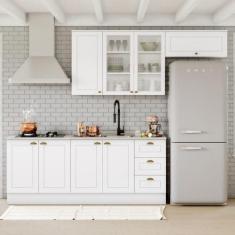 Cozinha Compacta De 4 Peças C/ Aéreo Para Geladeira Branco - HENN