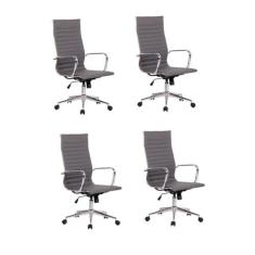 Kit 4 Cadeiras de Escritório Presidente Esteirinha em material sintéti