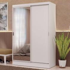 Guarda-Roupa 2 Portas de Correr com Espelho Branco Max Madesa
