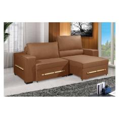 Sofá Retrátil e Reclinável 2.10m ESTILO ESTOFADOS - CHAYENE com SoftGel D33 Linho "Terracota"