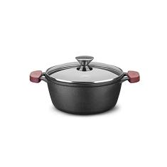 MTA - Caçarola com Tampa de Vidro Forno Fogão N°24 de 4,0 Litros, Alças de Silicone, Linha Ferro Fundido