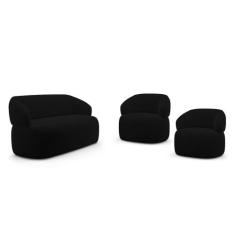 Kit 02 Poltronas Giratória e 01 Sofá Orgânico Glee 02 Lugares 140cm Ve