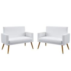 Kit 2 Poltronas Namoradeiras Decorativas Estofadas Nina Com Rodapé Cou