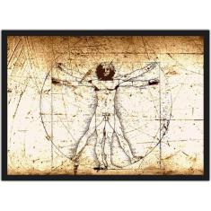 Quadro Decorativo Homem Vitruviano Leonardo da Vinci Decorações Com Mo