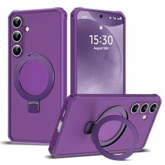 XIQI Capa projetada para Samsung Galaxy S24 de 6,2 polegadas com protetor de lente de câmera e suporte de anel magnético [proteção de nível militar] Capa de telefone translúcida à prova de choque para