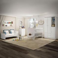 Quarto de Bebê Completo Bambino 3 Portas 6 Gavetas - Percasa, Branco
