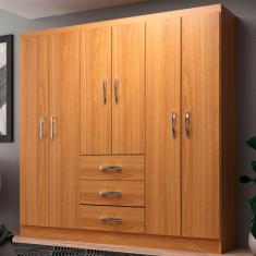 Guarda-roupa Solteiro Sevilha 6 Portas 3 Gavetas Cinnamomo - Evidencia Móveis