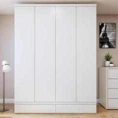 Guarda-roupa 4 Portas 3 Gavetas 100% Mdf Urbano Branco