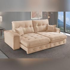 Sofá Retrátil Reclinável com Usb 290cm Istambul Yescasa Bege