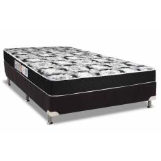 Cama Box Casal: Colchão Espuma D33 Luckspuma Supreme Black Pró Saúde Duplo + Base Black(138X188)
