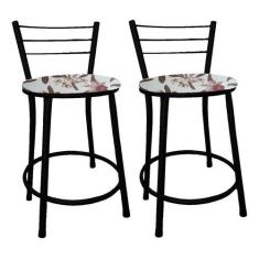 Kit 2 Banco Banqueta Baixa Preta p/ Mesa Cozinha Lanchonete Bar - Move